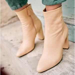 Sezane Cream Ankle Boots